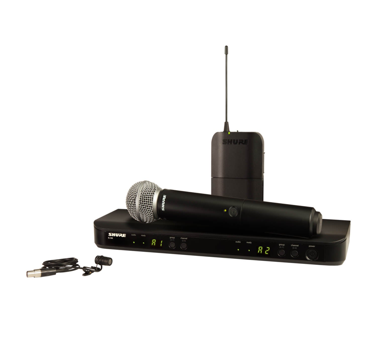 Shure BLX1288/W85-H9 Wireless Combo System with SM58 Handheld and WL185 Lavalier - H9 (512-542 MHz) - Hollywood DJ