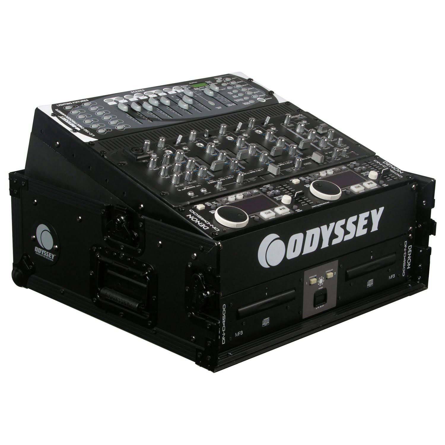 Odyssey FZ1002BL 10U Top Slanted 2U Vertical Pro Combo Rack - Black - Hollywood DJ