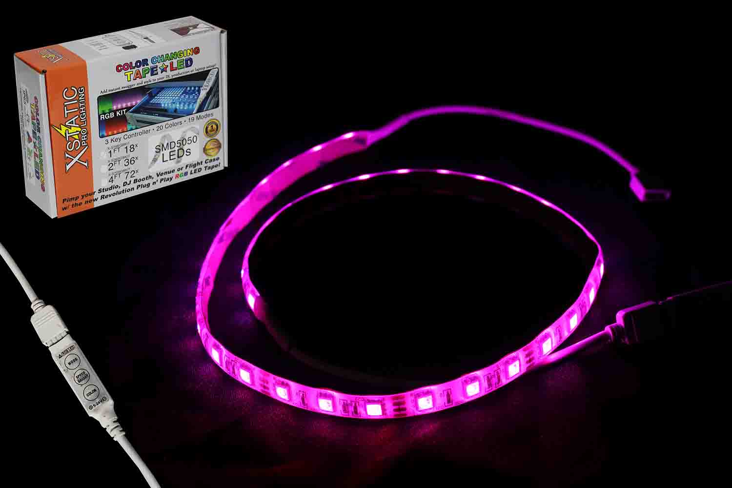 ProX X-S36RGBKIT 24" RGB LED Strip Kit with Remote Control and Power Supply - Hollywood DJ