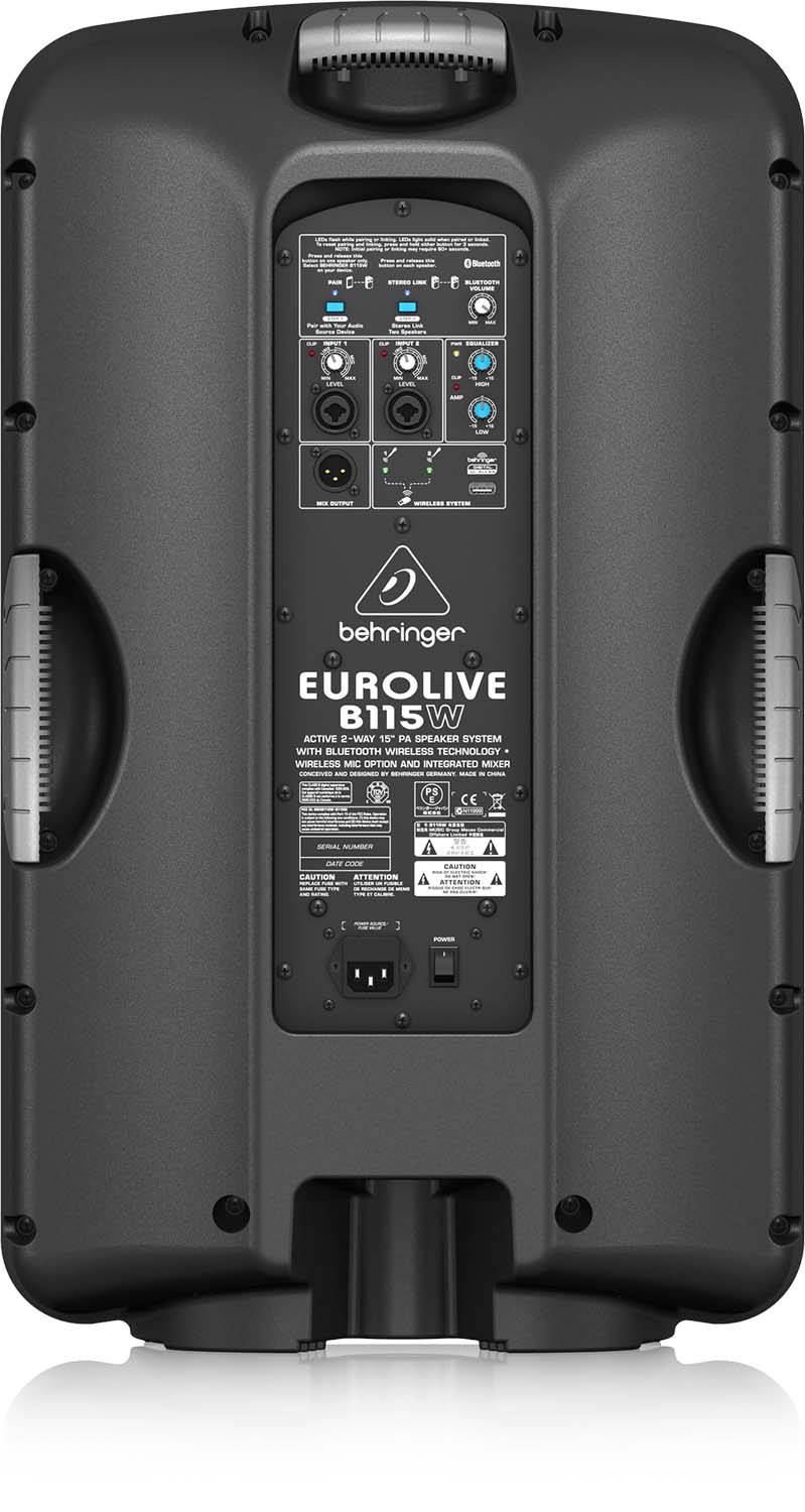 Behringer B115W 2-Way 15 Inches PA Speaker System with Bluetooth Wireless Technology - Black - Hollywood DJ