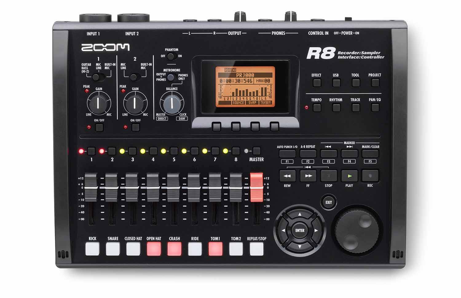 Zoom R-8, 8-Track Playback Recorder With Built-In Stereo Condenser Microphones - Hollywood DJ