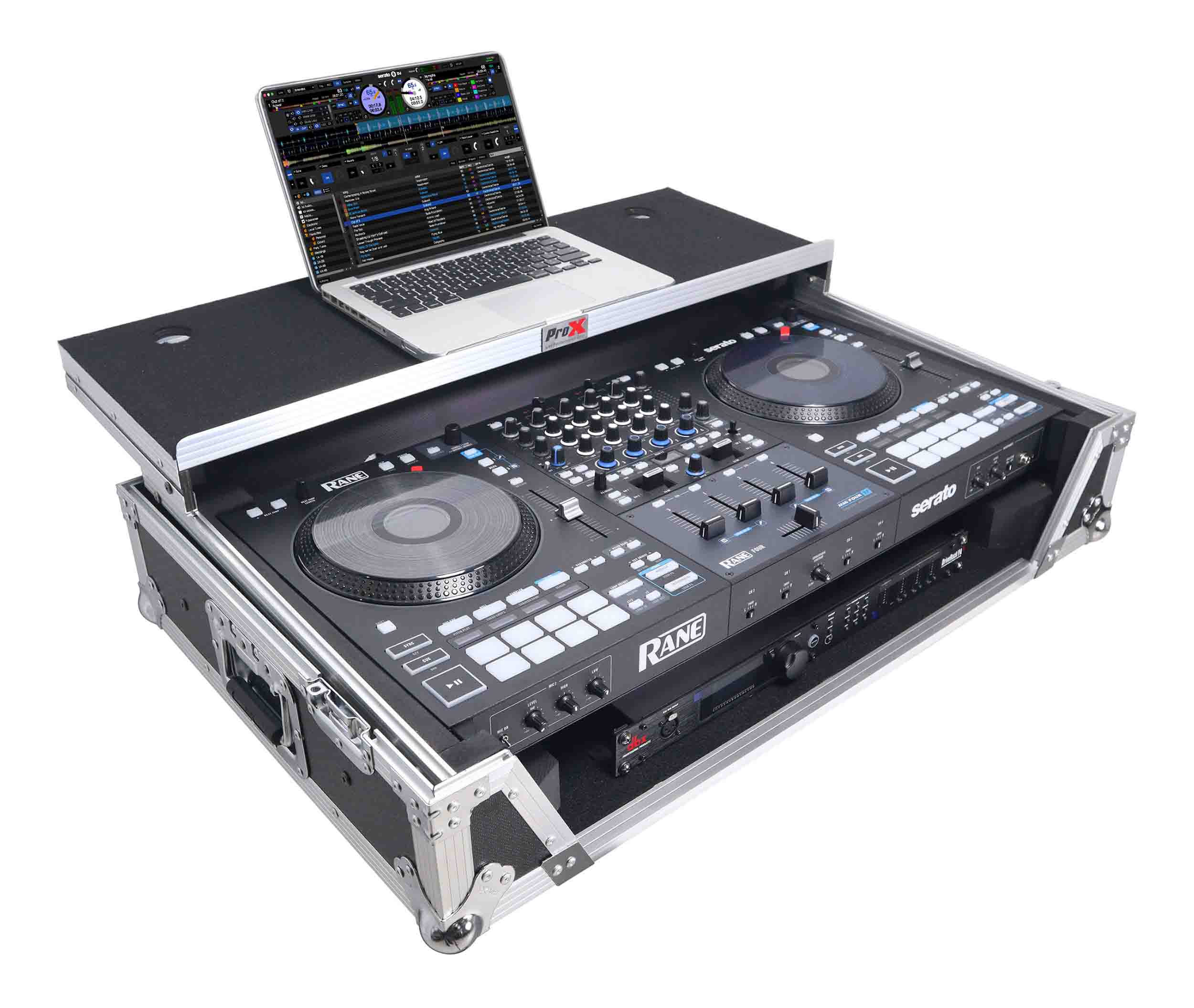 ProX XS-RANEFOUR WLT ATA Flight Style Road Case for RANE Four DJ Controller with Laptop Shelf - Hollywood DJ