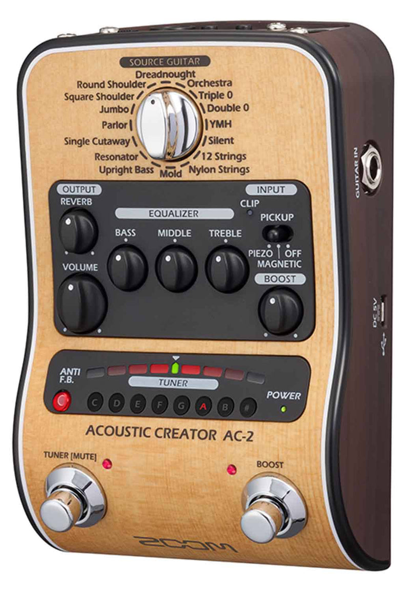 Zoom AC-2 Acoustic Creator Direct Box With 16 Source Guitars - Hollywood DJ