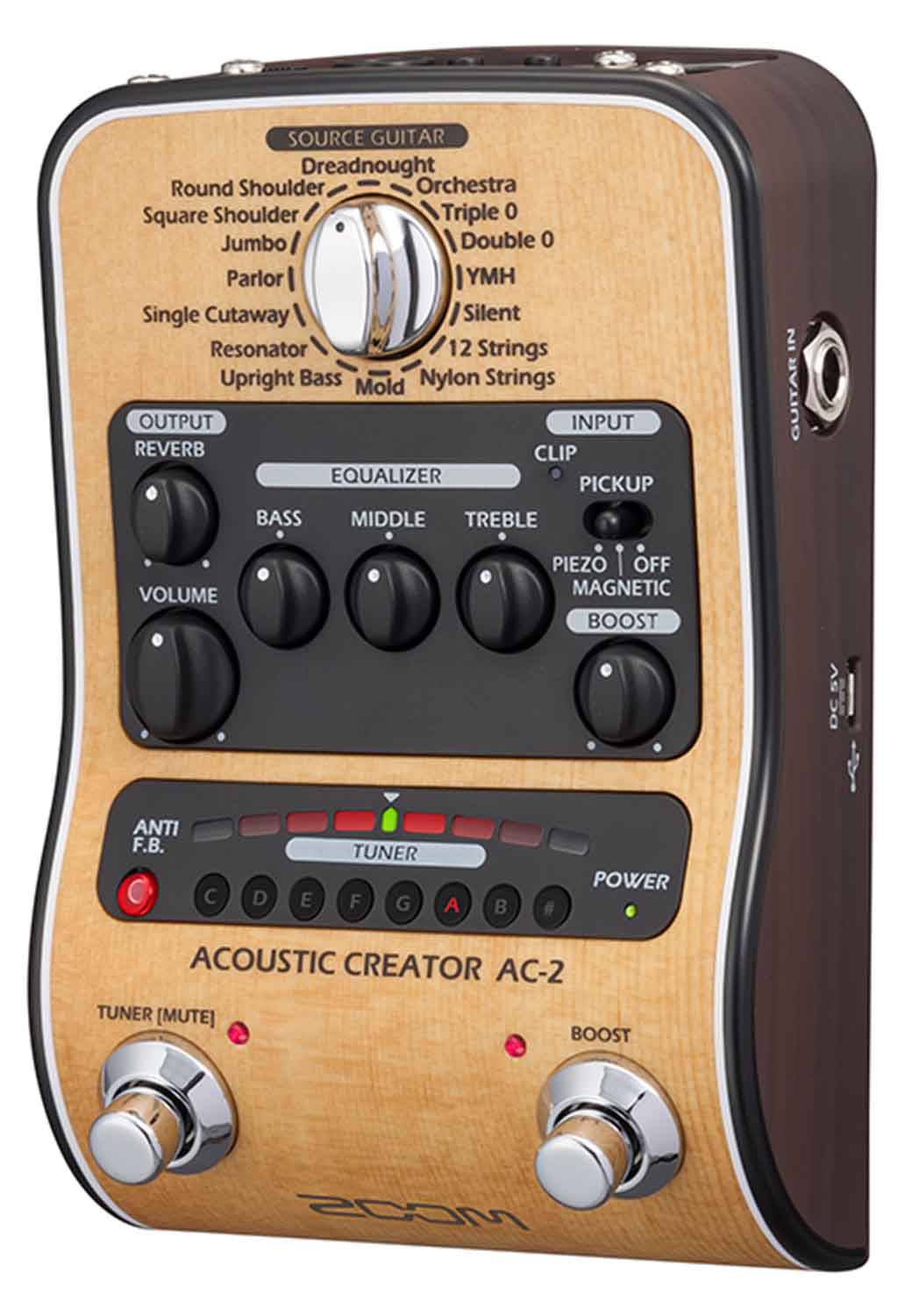 Zoom AC-2 Acoustic Creator Direct Box With 16 Source Guitars - Hollywood DJ