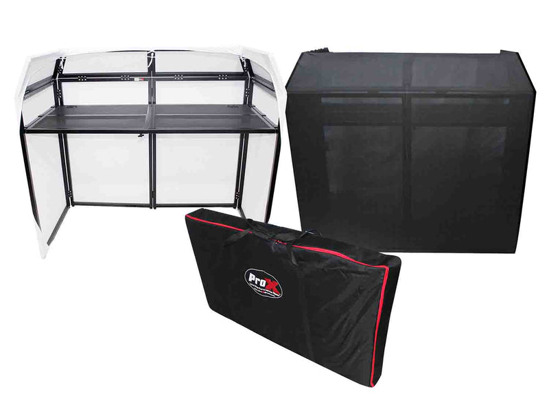 ProX XF-MESA-MK2 DJ Facade Table Station with White & Black Scrims and Padded Carry Bag - Hollywood DJ