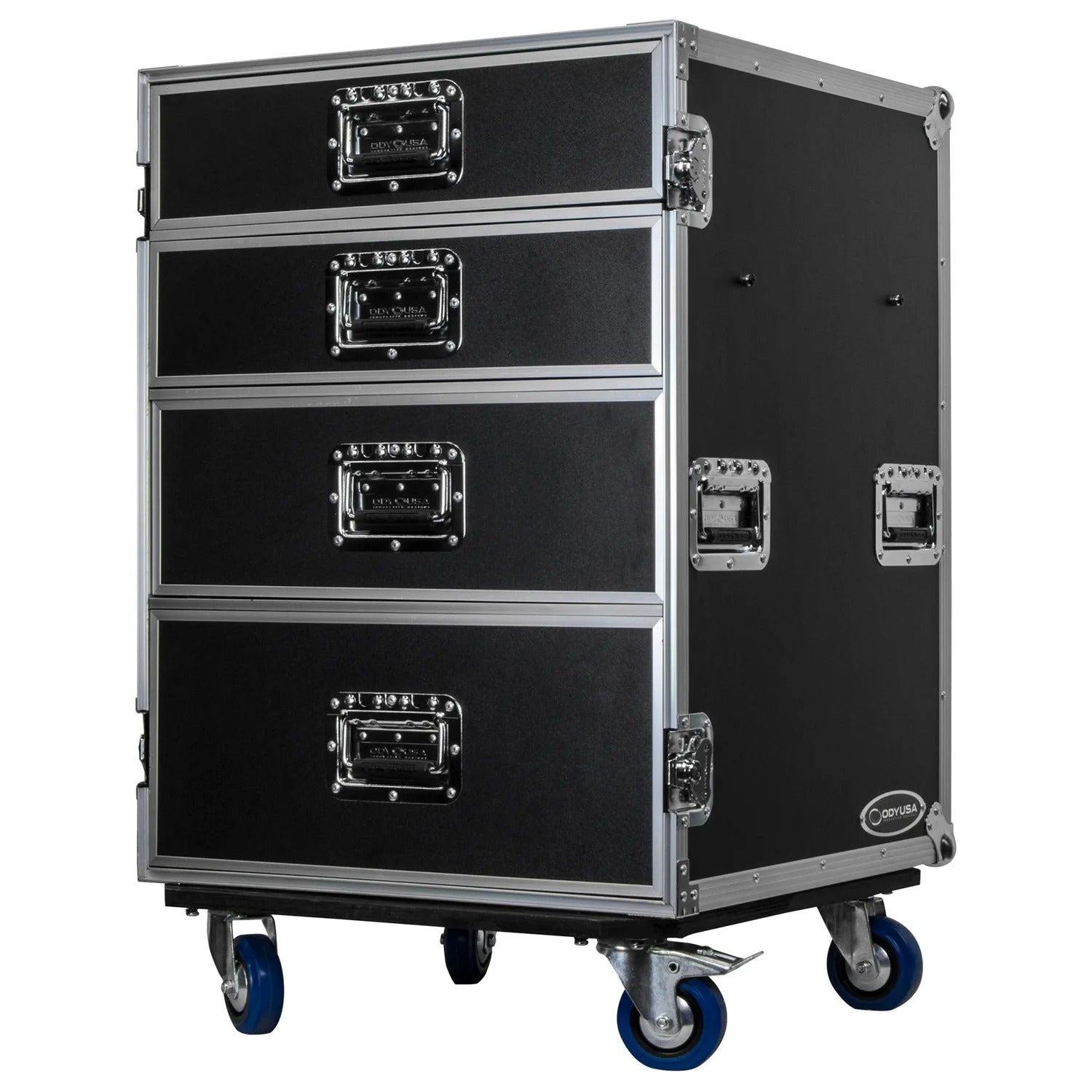 Odyssey FZWB4WDLX DJ Flight Case for Deluxe Four Drawer Workbox Tour with Casters And Side Table Odyssey