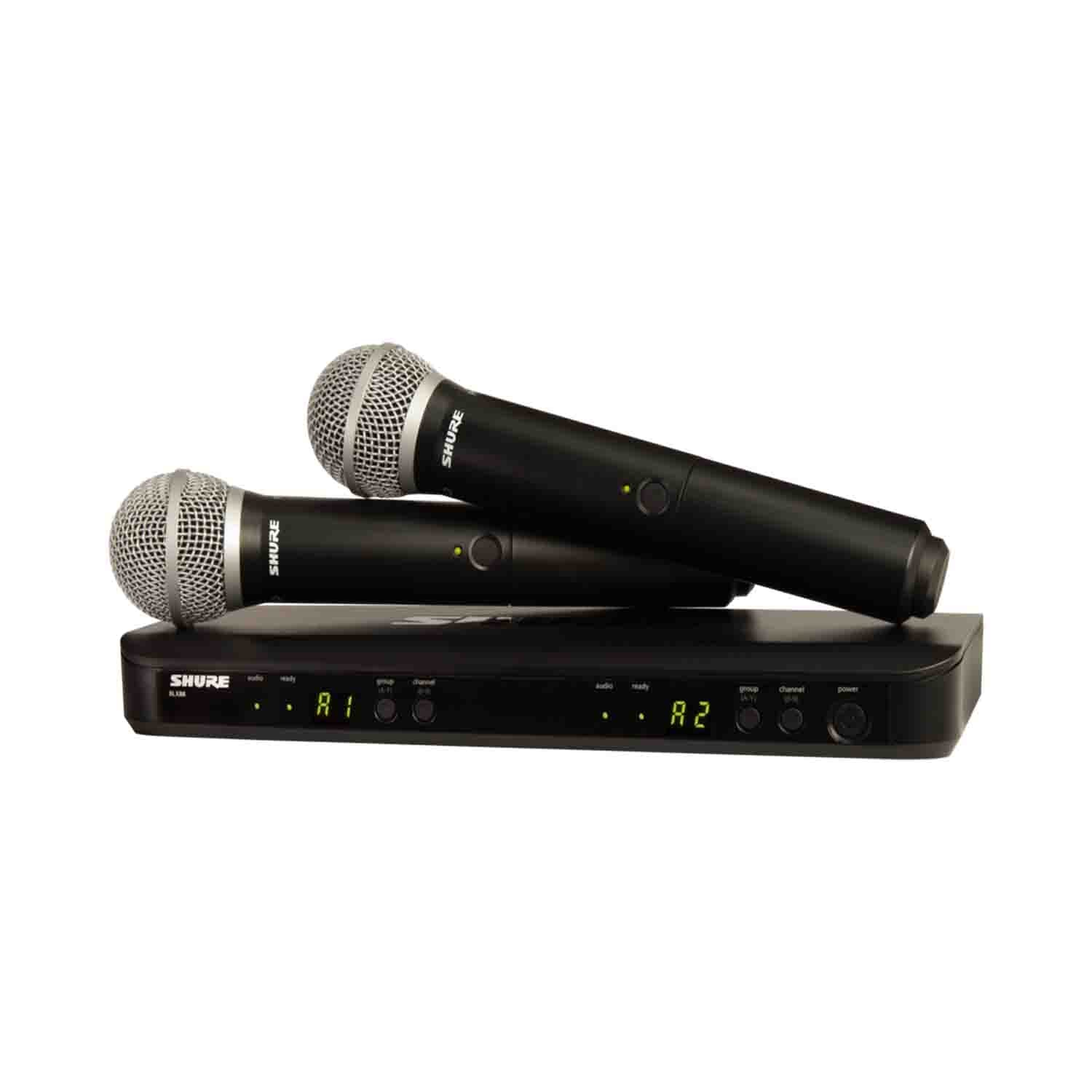 Shure BLX288/PG58 Dual Handheld Wireless Microphones System with two PG58 Transmitters - Hollywood DJ