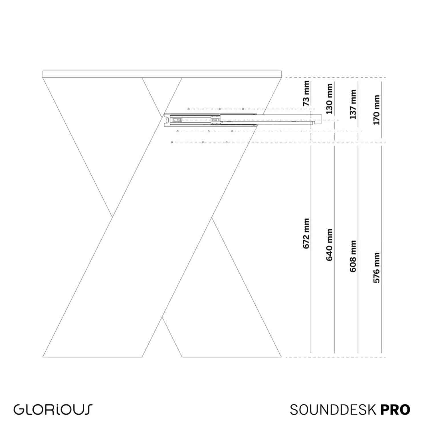 Glorious Sound Desk Pro for Professional Studio Workstation - Walnut - Hollywood DJ