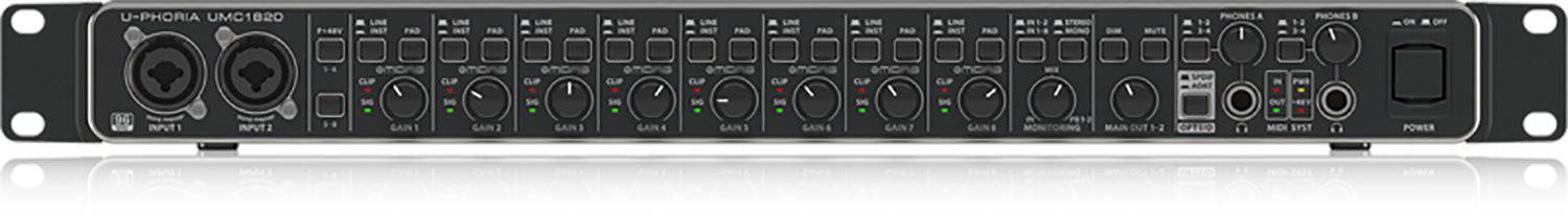 Behringer UMC1820, Audiophile 18x20, 24-Bit/96 Khz USB Audio/MIDI Interface With Midas Mic Preamplifiers - Hollywood DJ