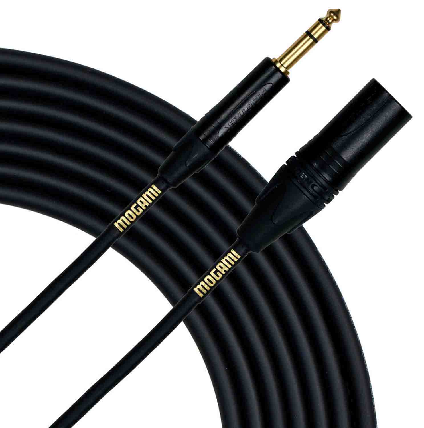 Mogami GOLD-TRSXLRM-10, Gold 1/4" TRS Male to XLR Male Balanced Patch Cable (10') - Hollywood DJ