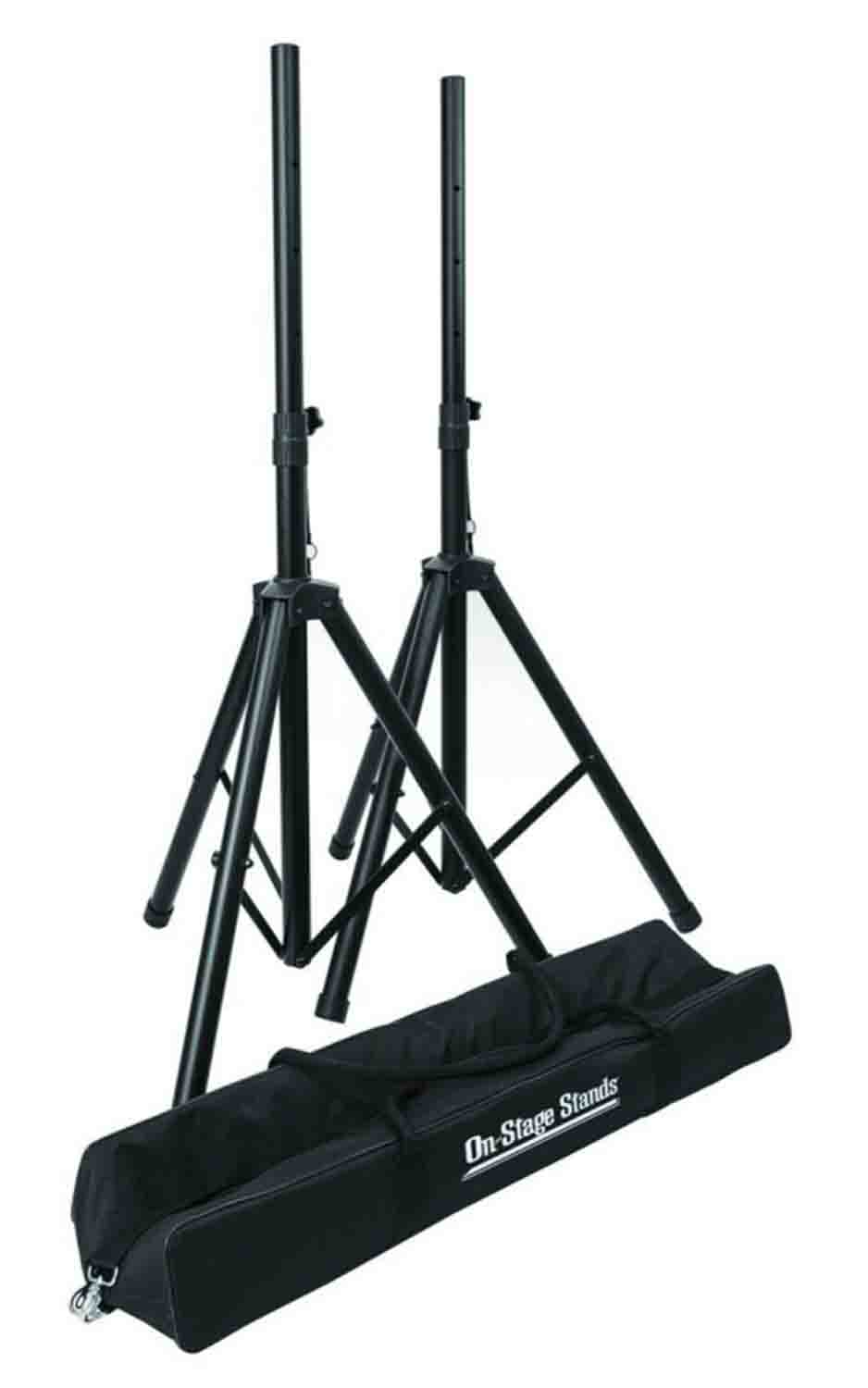 OnStage SSP7750 Compact Speaker Stand Pack with Bag and Two Stands - Black - Hollywood DJ