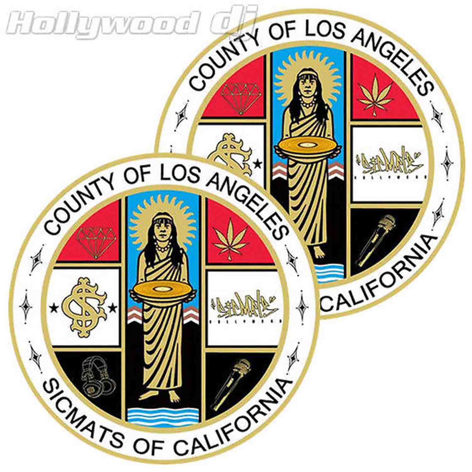 Sicmats DJ Slipmats 'County of Los Angeles' Technics Turntable Slip Mat Set - Pair Sicmats