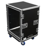 Odyssey FZS14W, 14U Shock Mount Rack Flight Case with Wheels - Hollywood DJ