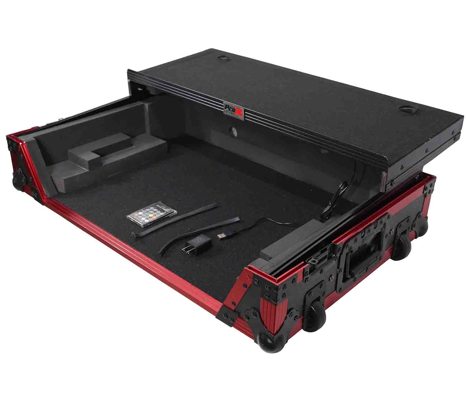 ProX XS-RANEONE WLTFRLED DJ Flight Case for Rane One 1U Rackspace with Sliding Laptop Shelf, Wheels and LED KIT - Hollywood DJ