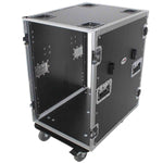 ProX T-16RSS24WDST, 16U Space Amp Rack Mount ATA Flight Case Incl. 2x Side Tables and Casters - 24" Depth - Hollywood DJ