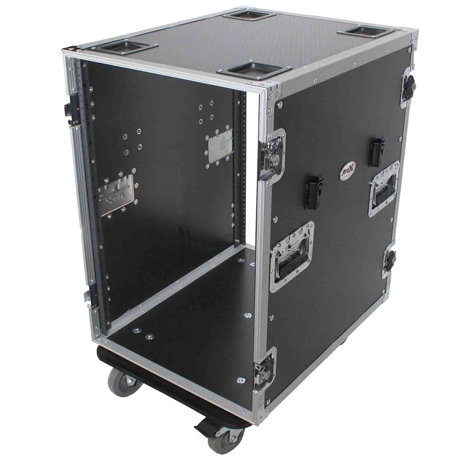 ProX T-16RSS24WDST, 16U Space Amp Rack Mount ATA Flight Case Incl. 2x Side Tables and Casters - 24" Depth - Hollywood DJ