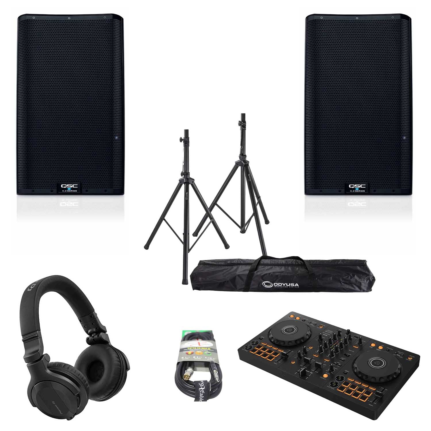 Pioneer DJ DDJ-FLX4 CLUB Package 04 with Speakers, Stands and Headphones - Hollywood DJ