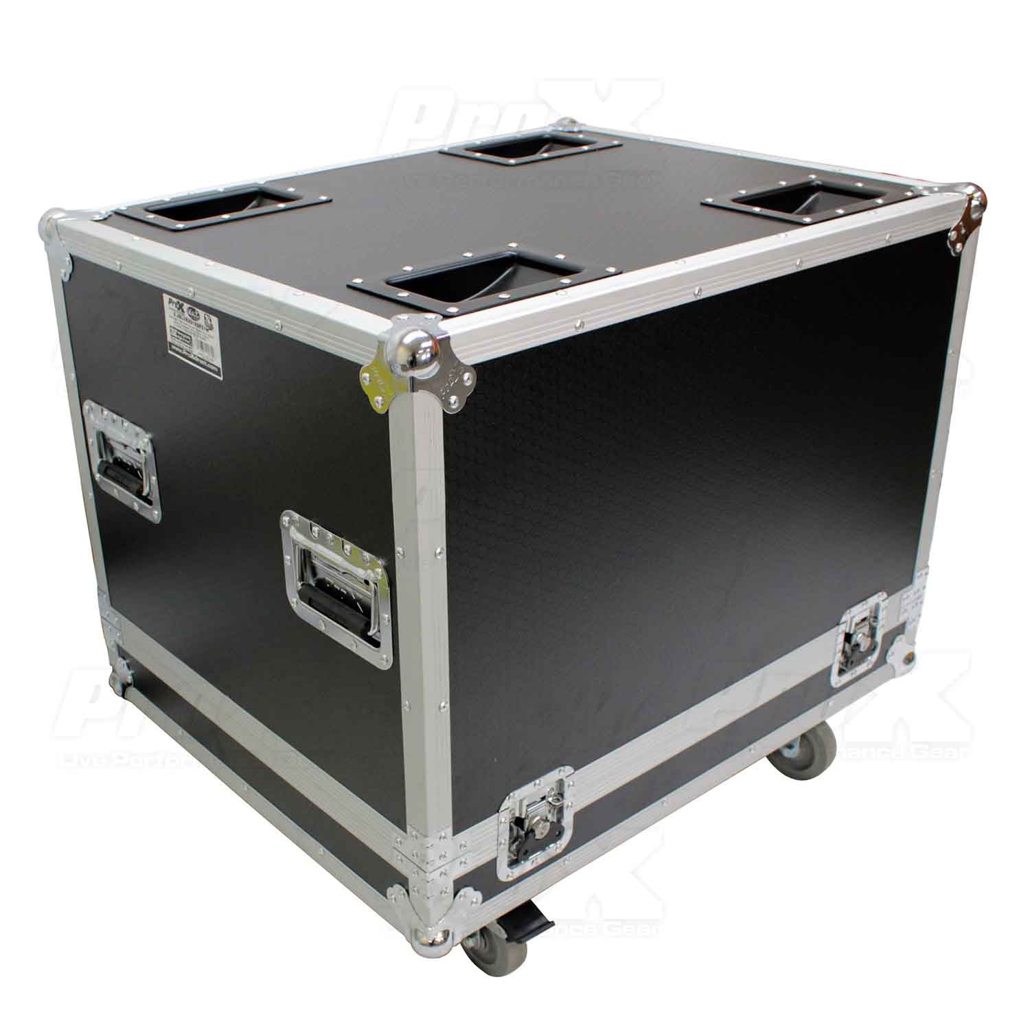 ProX X-RCF-SUB8004AS Flight Case for RCF SUB 8004-AS and RCF SUB 708-AS II Subwoofer Speakers with 4 Inch Wheels - Hollywood DJ