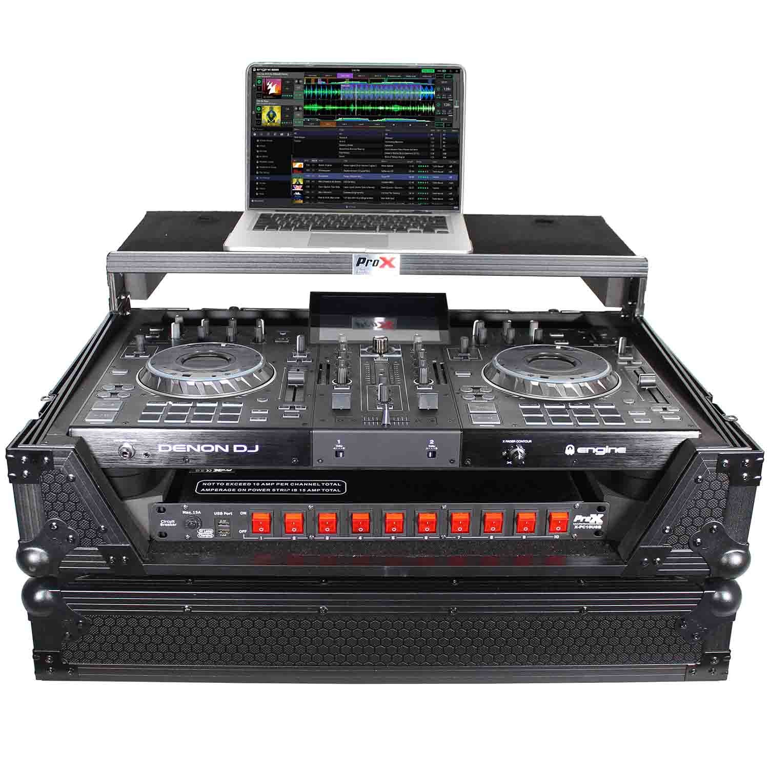 ProX XS-PRIME2 LTBL DJ Flight Case for Denon Prime 2 Standalone DJ System - Black on Black - Hollywood DJ