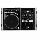 Odyssey FZGS1BM10W Reversible 10″ Format DJ Mixer and One Battle Position Turntable Coffin Flight Case with Glide Platform - Hollywood DJ