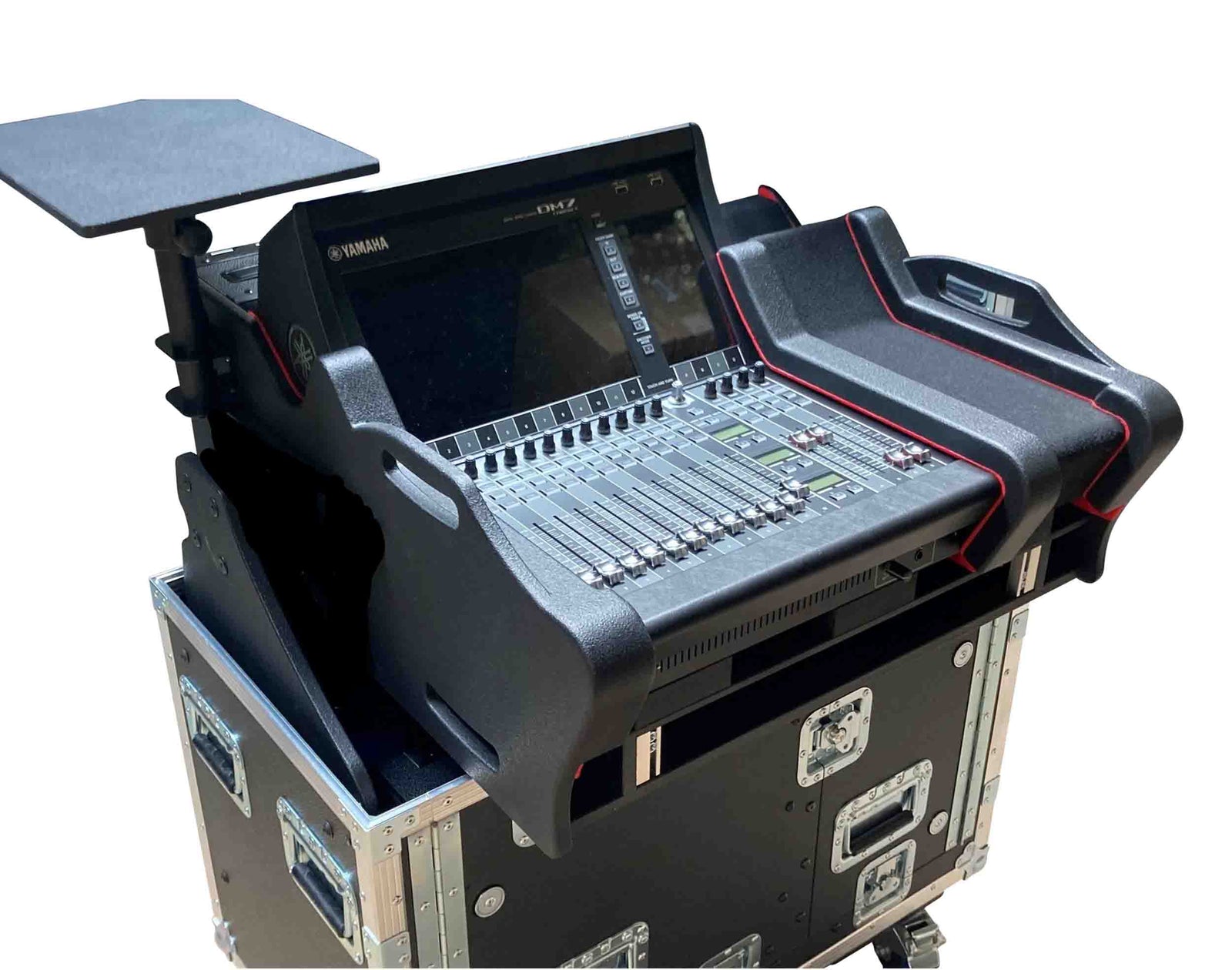 Prox XZF-YDM7EX2UDLMA, Flip-Ready Console Case for Yamaha DM7-EX with Hydraulic Easy Lifting Detachable Deck Laptop Monitor Arm and Auto Casters by ProX Cases