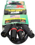 Prox XC-DXLR03 Balanced Dual XLR3-M to Dual XLR3-F High Performance Audio Cable - 3 Feet - Hollywood DJ
