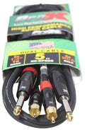 Prox XC-DPR05 Unbalanced Dual 1/4" TS-M to Dual RCA-M High Performance Audio Cable - 5 Feet - Hollywood DJ