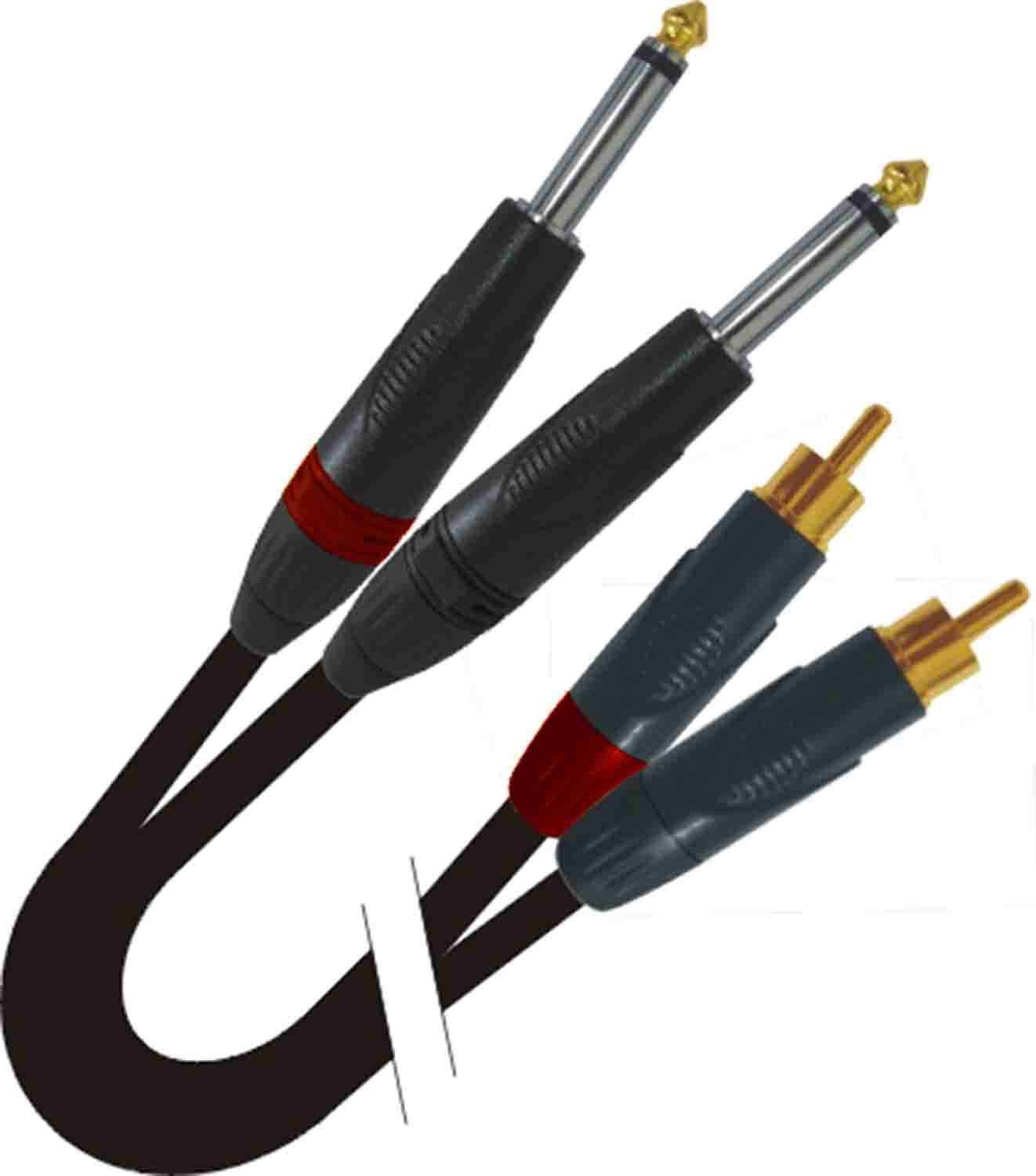 Prox XC-DPR03 Unbalanced Dual 1/4" TS-M to Dual RCA-M High Performance Audio Cable - 3 Feet - Hollywood DJ