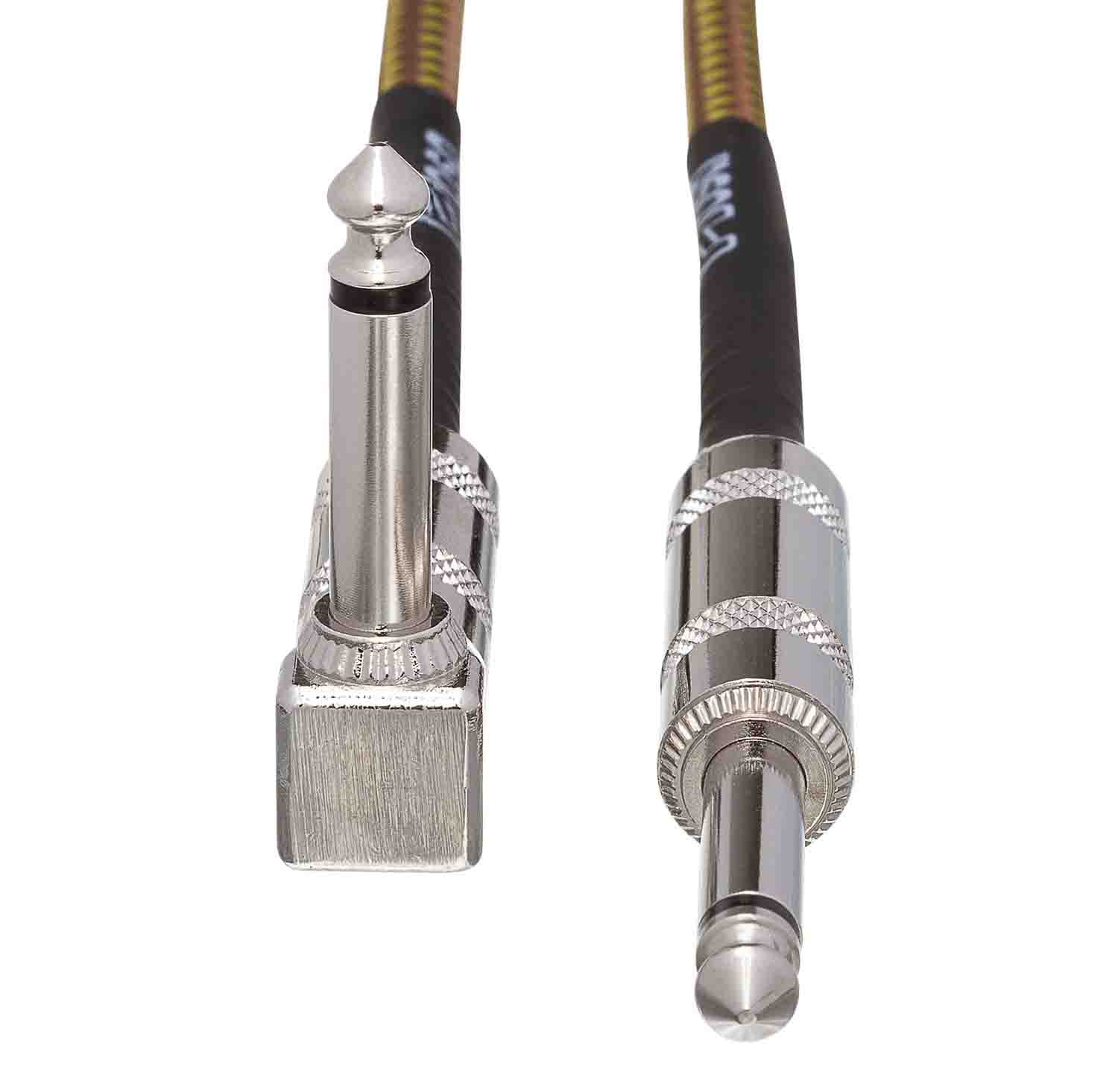 Hosa GTR-518R, Straight to Right Angle Tweed Guitar Cable - 18 Feet - Hollywood DJ