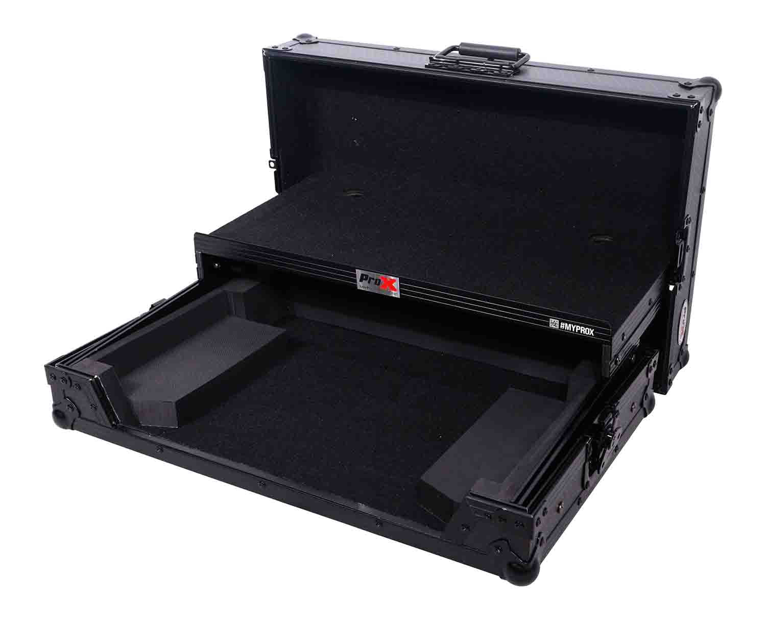 B-Stock: ProX X-DDJREV1LTBL Flight Case for Pioneer DDJ-REV1 Digital Controller with Sliding Laptop Shelf - Black on Black - Hollywood DJ