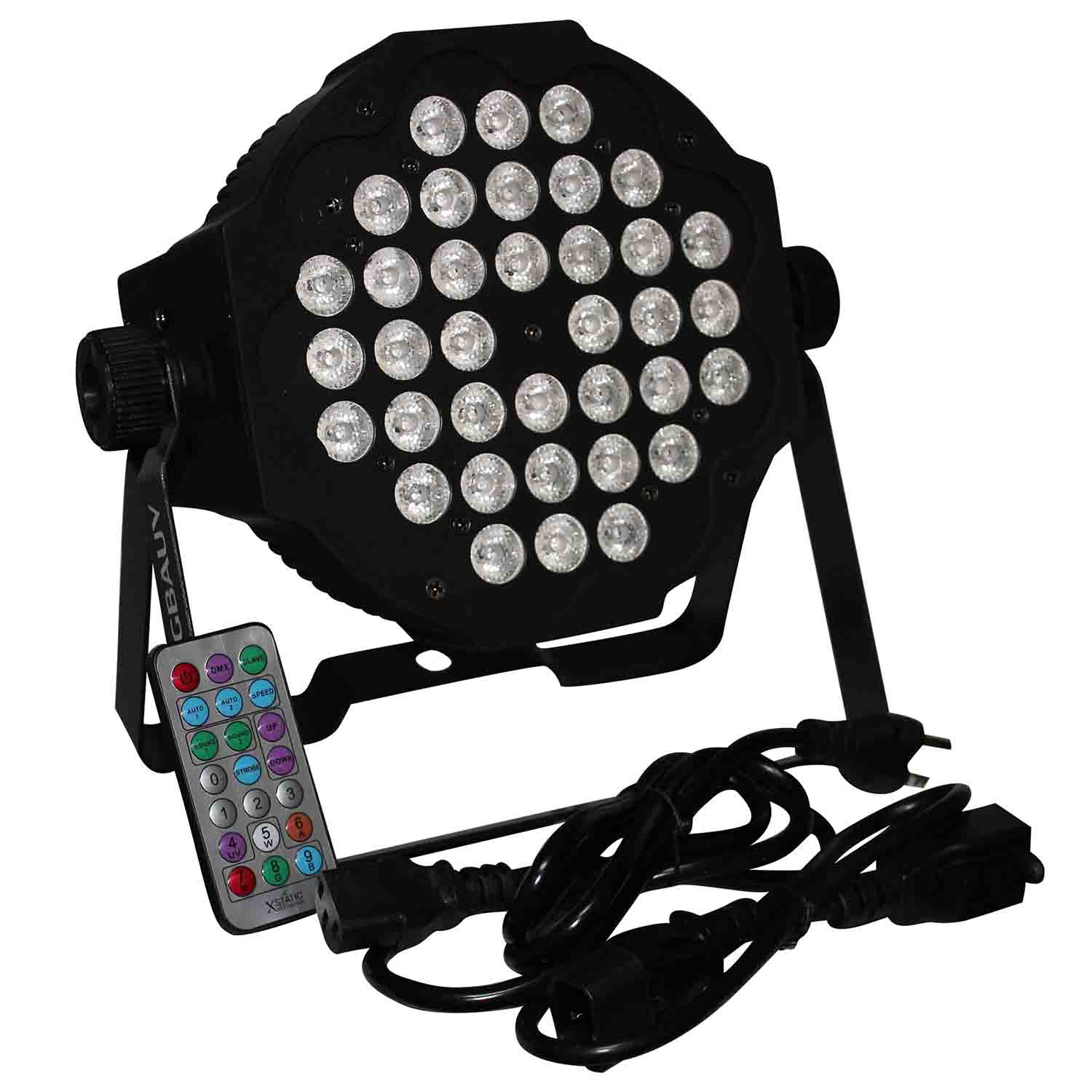 ProX X-PAR36RGBAUV-1W IRC, Fusion RGBA UV Par 36x 1W LED Slim Par fixture Black Housing - Hollywood DJ