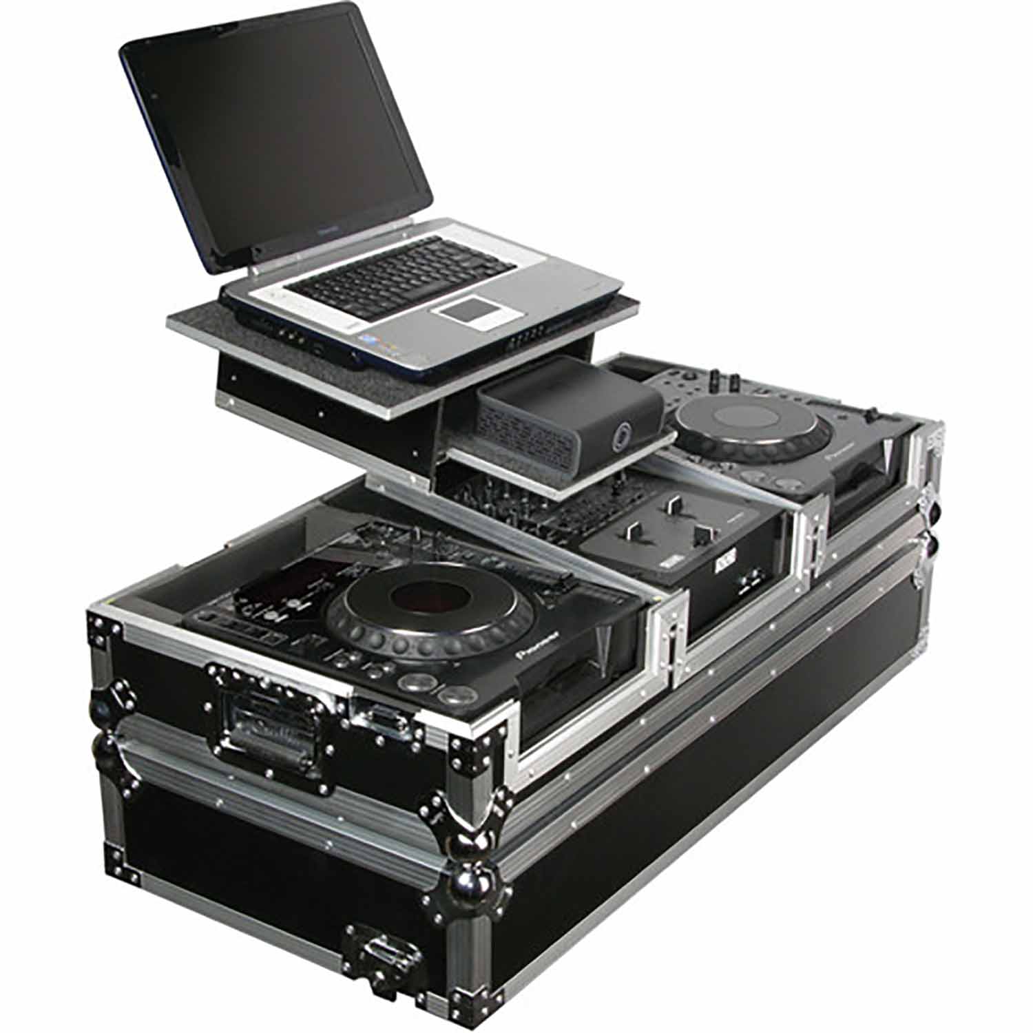 Open Box: Odyssey FZGS10CDJW Glide Style DJ Coffin Case for Laptop and CD Mixer with Wheels - Hollywood DJ