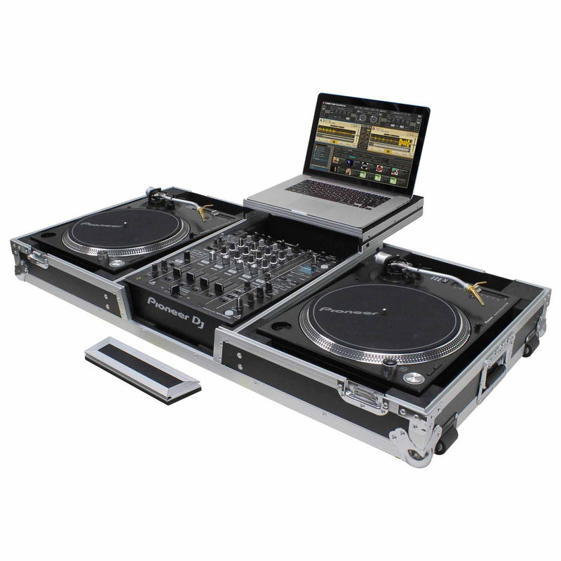 Open Box: Odyssey FZGSLBM12WR 12" Two Battle Position Turntables Flight Coffin Case with Wheels and Glide Platform - Hollywood DJ
