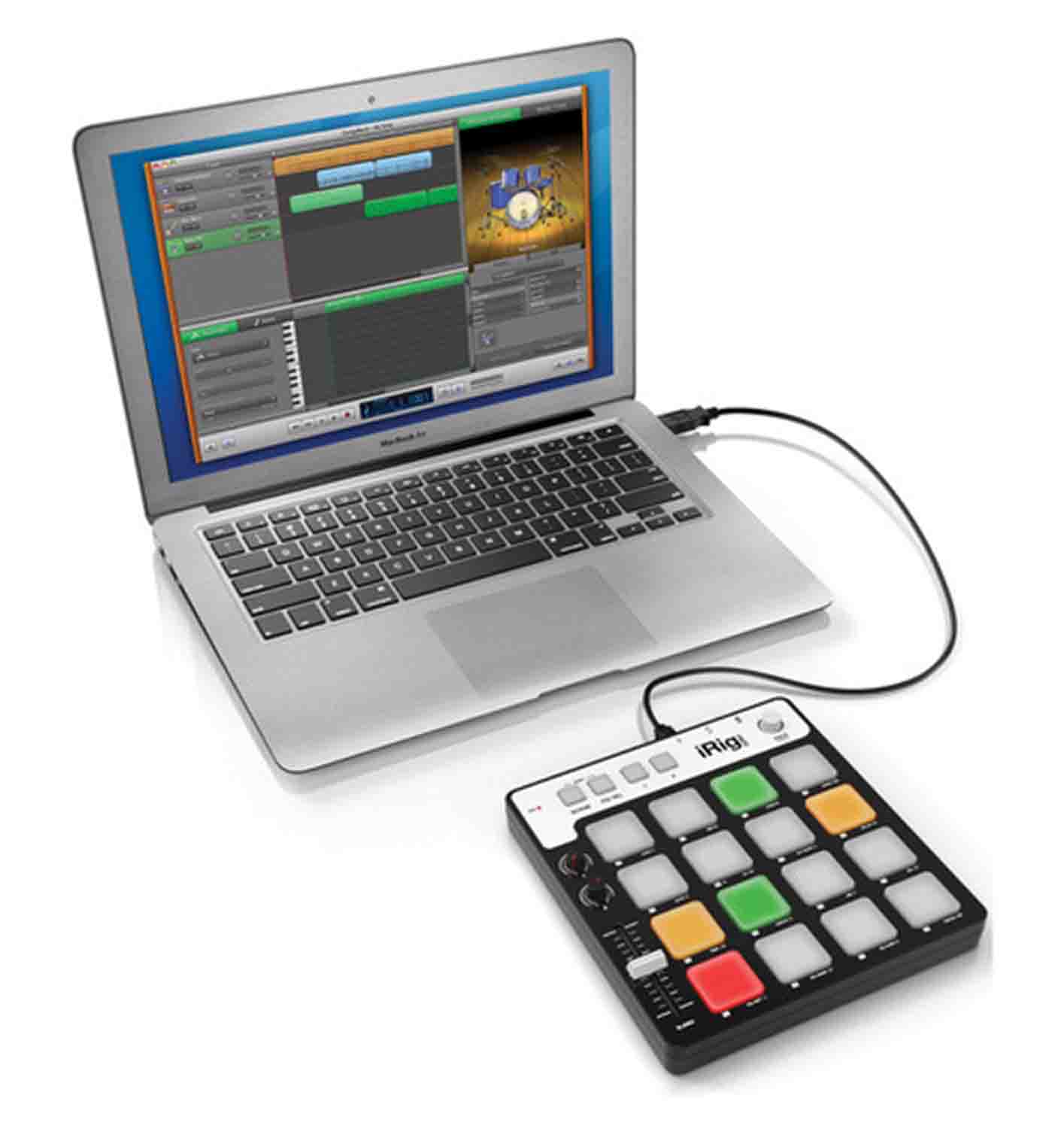 IK Multimedia iRig PADS USB-MIDI Pad Controller for iOS, Android, Mac, and PC - Hollywood DJ