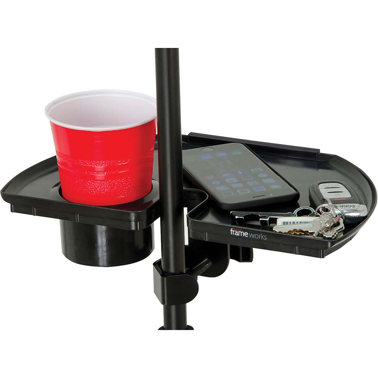 Gator Frameworks GFW-MICACCTRAY Mic Stand Accessory Tray with Drink Holder - Hollywood DJ