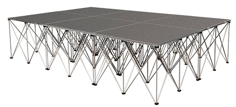 IntelliStage ISTAGE12816, 192sq Ft, 16-Inch High Complete Stage System With 6 Pieces Of 16-Inches Matching Risers - Hollywood DJ