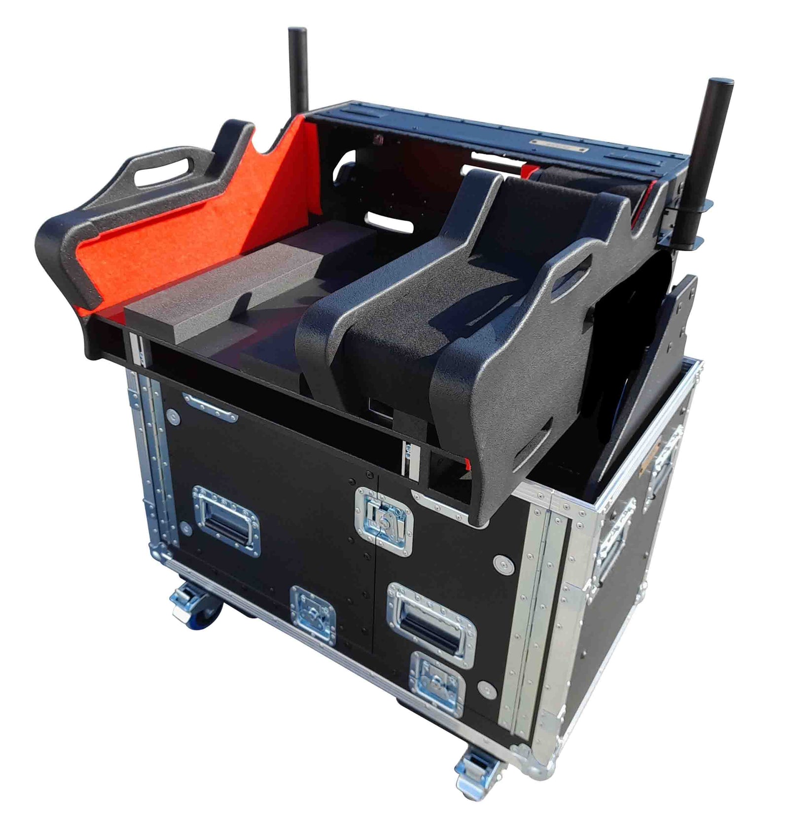 Prox XZF-YDM7EX2UDLMA, Flip-Ready Console Case for Yamaha DM7-EX with Hydraulic Easy Lifting Detachable Deck Laptop Monitor Arm and Auto Casters by ProX Cases