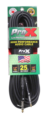 Prox XC-TRS25 Balanced 1/4" TRS-M to TRS-M High Performance Audio Cable - 25 Feet - Hollywood DJ