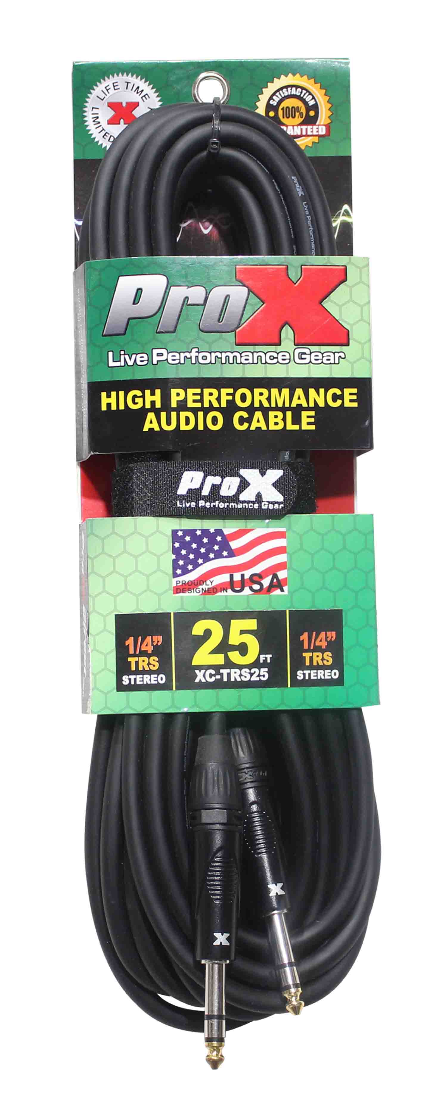 Prox XC-TRS25 Balanced 1/4" TRS-M to TRS-M High Performance Audio Cable - 25 Feet - Hollywood DJ