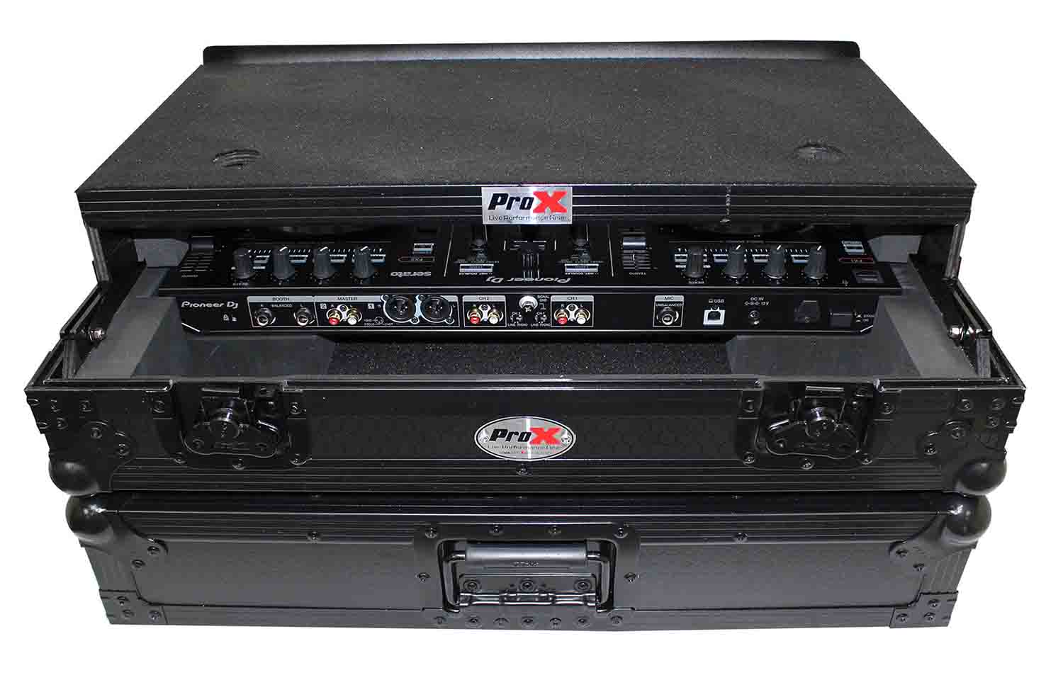 ProX XS-DDJSR2LTBL LED Flight-Road Case for Pioneer DDJ-SR2 Digital Controller with Laptop Shelf & LED Kit - Hollywood DJ