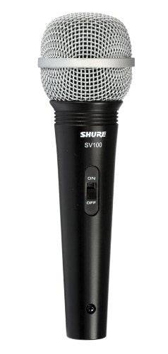Shure SV100-W Cardioid Dynamic Microphone, On-Off Switch XLR-1/4 Cable, 1/4 Adapter - Hollywood DJ