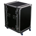 Odyssey FZSRPAR16W, 16U Space Saver Pro Amp Rack Flight Case With Wheels - Hollywood DJ