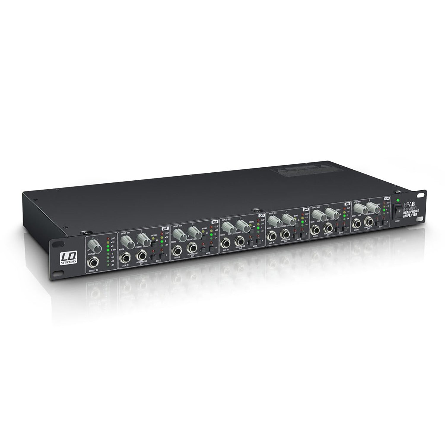 LD Systems HPA 6, 6-Channel Rackmount Headphone Amplifier - Hollywood DJ
