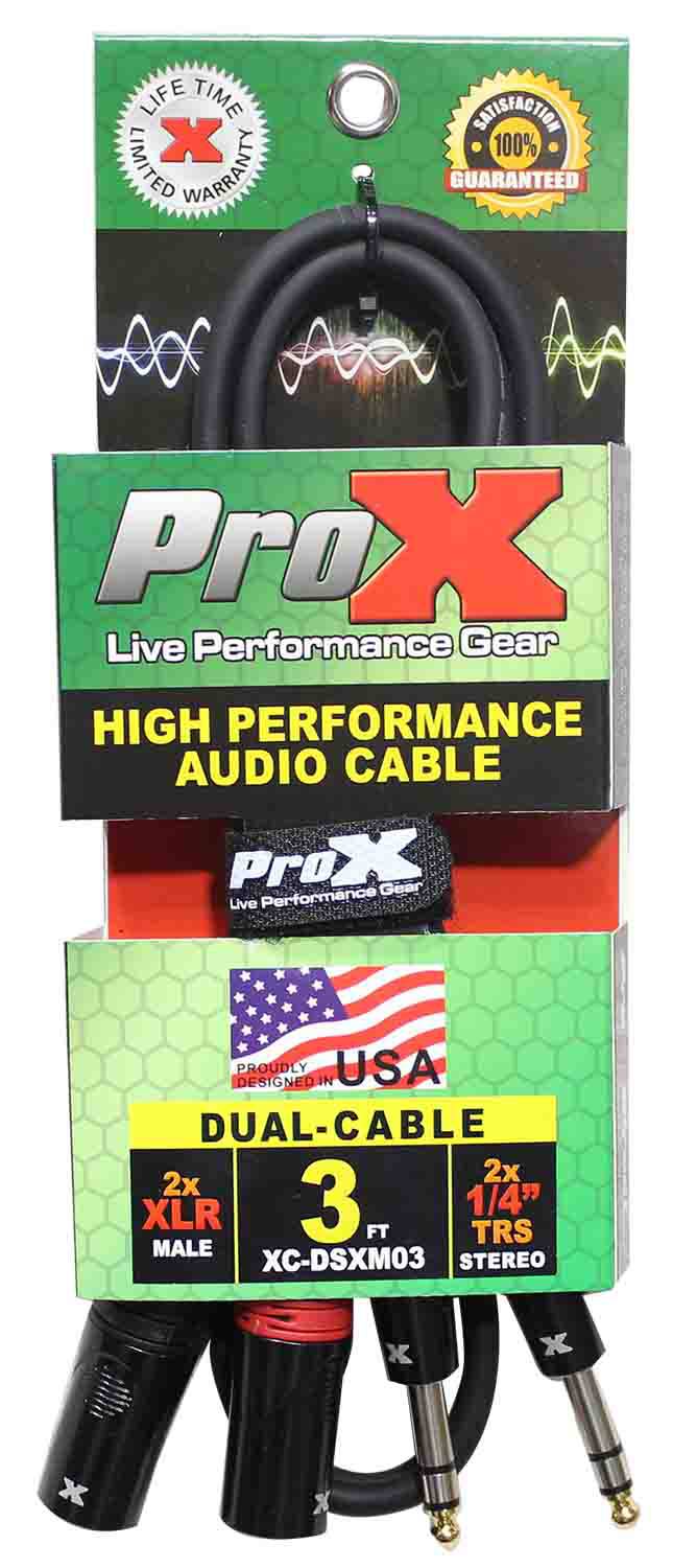 Prox XC-DSXM03 Balanced Dual 1/4" TRS-M to Dual XLR3-M High Performance Audio Cable - 3 Feet - Hollywood DJ