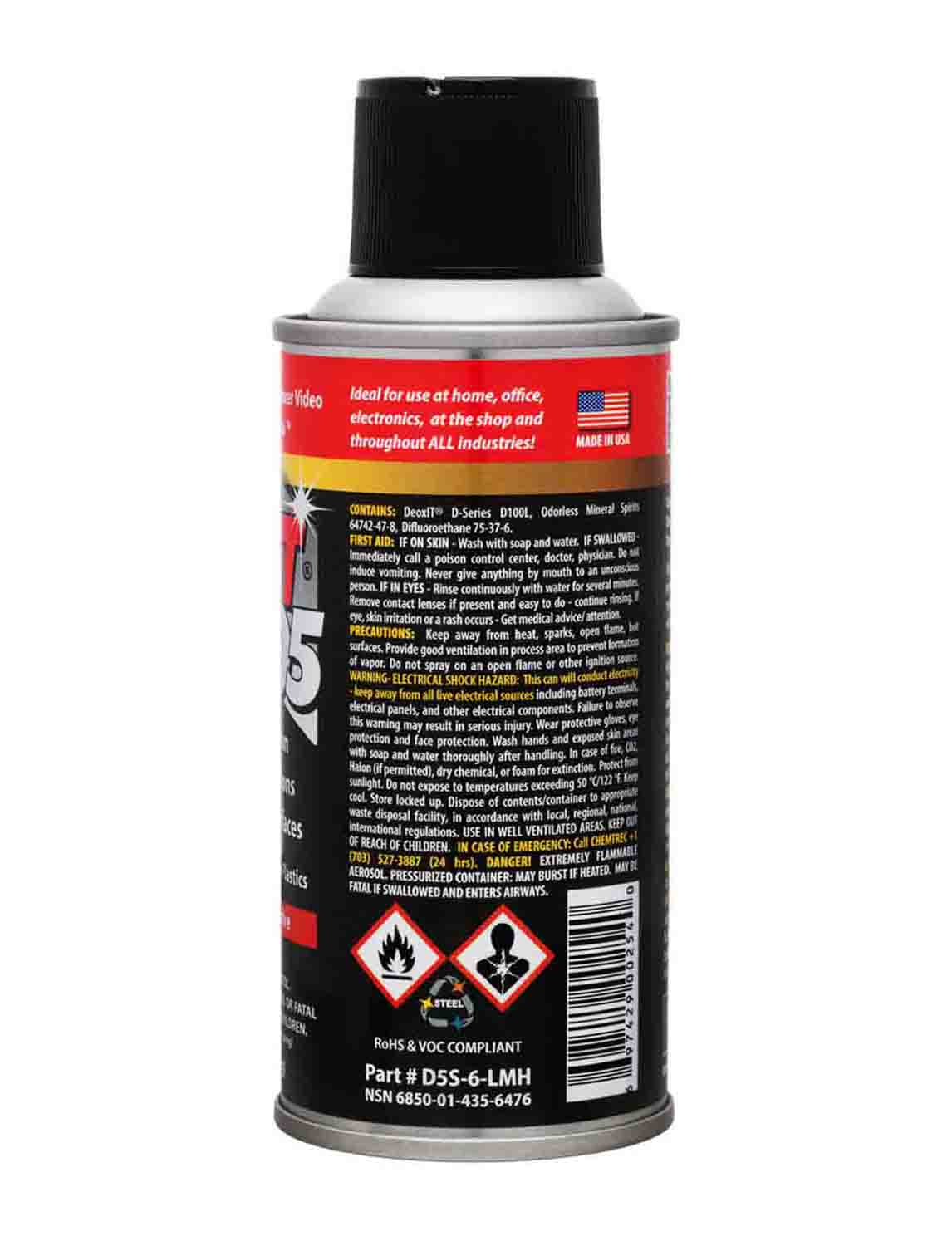 CAIG LABORATORIES DeoxIT D5S-6-LMH, Spray Contact Cleaner Low-Med-High Valve (Pack of 1, 142g) - Hollywood DJ