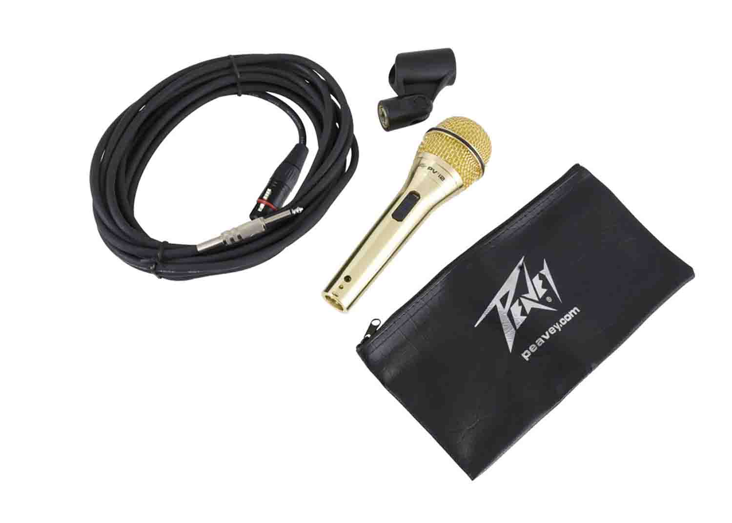 Peavey PVI 2G 1/4 Gold Cardioid Unidirectional Dynamic Vocal Microphone with 1/4″ Cable - Hollywood DJ