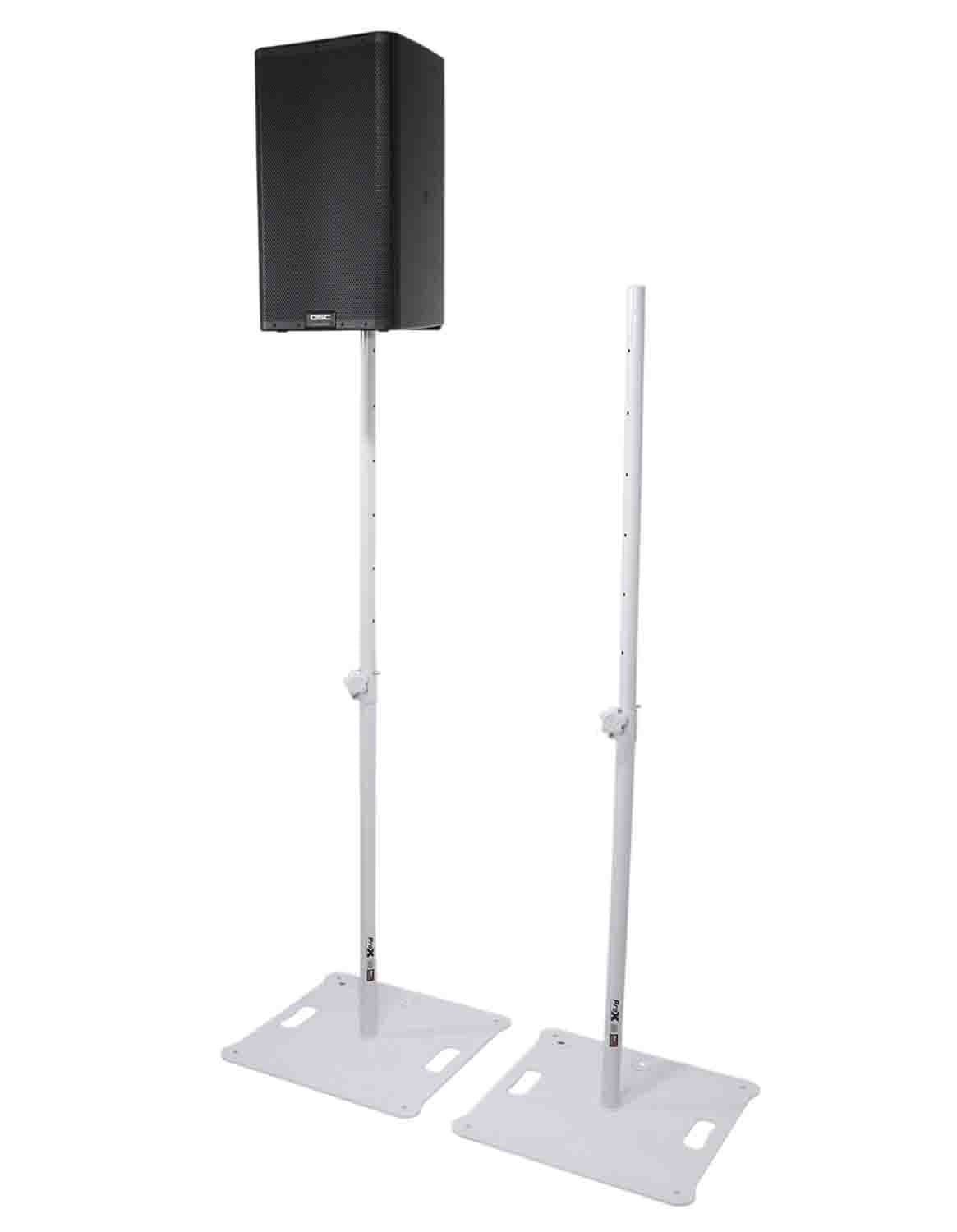 ProX X-POLARIS WH Portable Speaker and Lighting Dual Stand Kit with Base Plate and Carry Bags - White Finish - Hollywood DJ