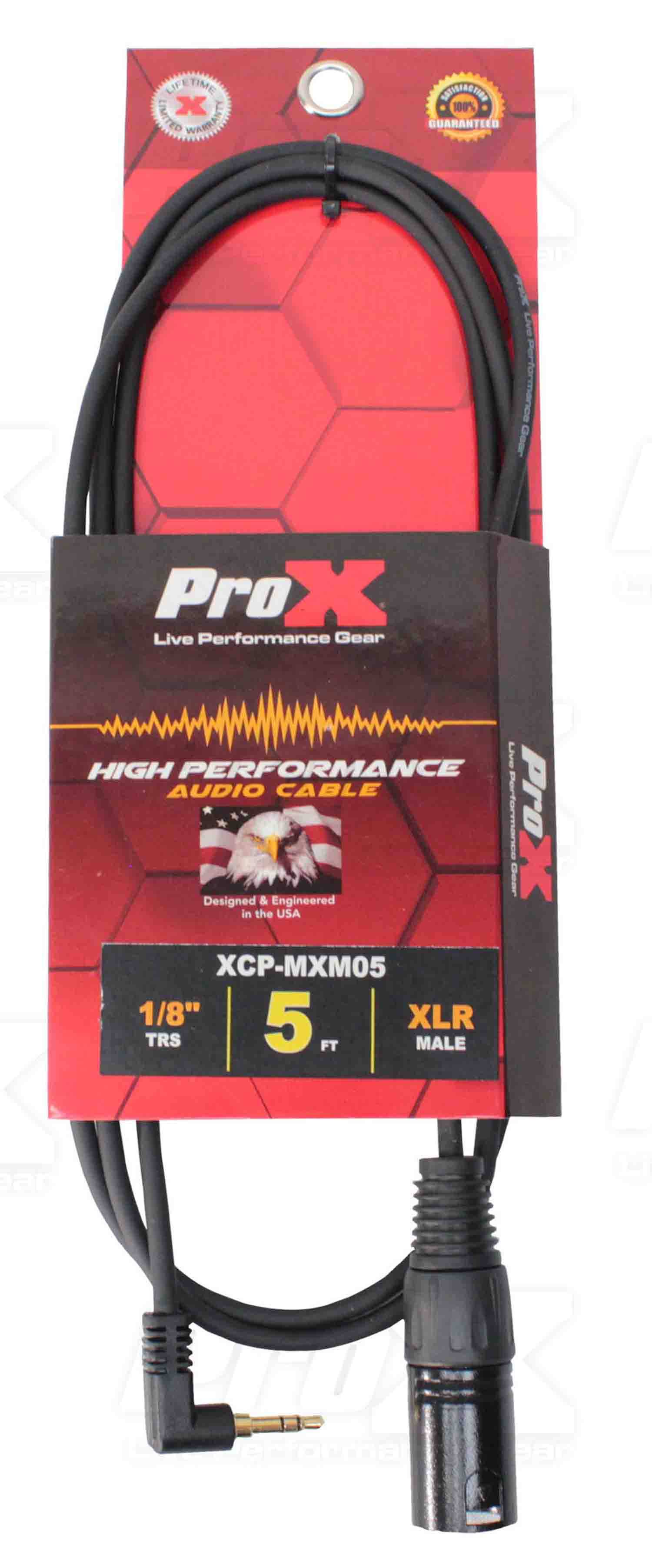 Prox XCP-MXM05 Unbalanced 1/8" TRS Mini to XLR-M Premium Audio Cable - 5 Feet - Hollywood DJ