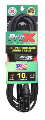 Prox XC-PXM10 Unbalanced 1/4" TS-M to XLR3-M High Performance Audio Cable - 10 Feet - Hollywood DJ