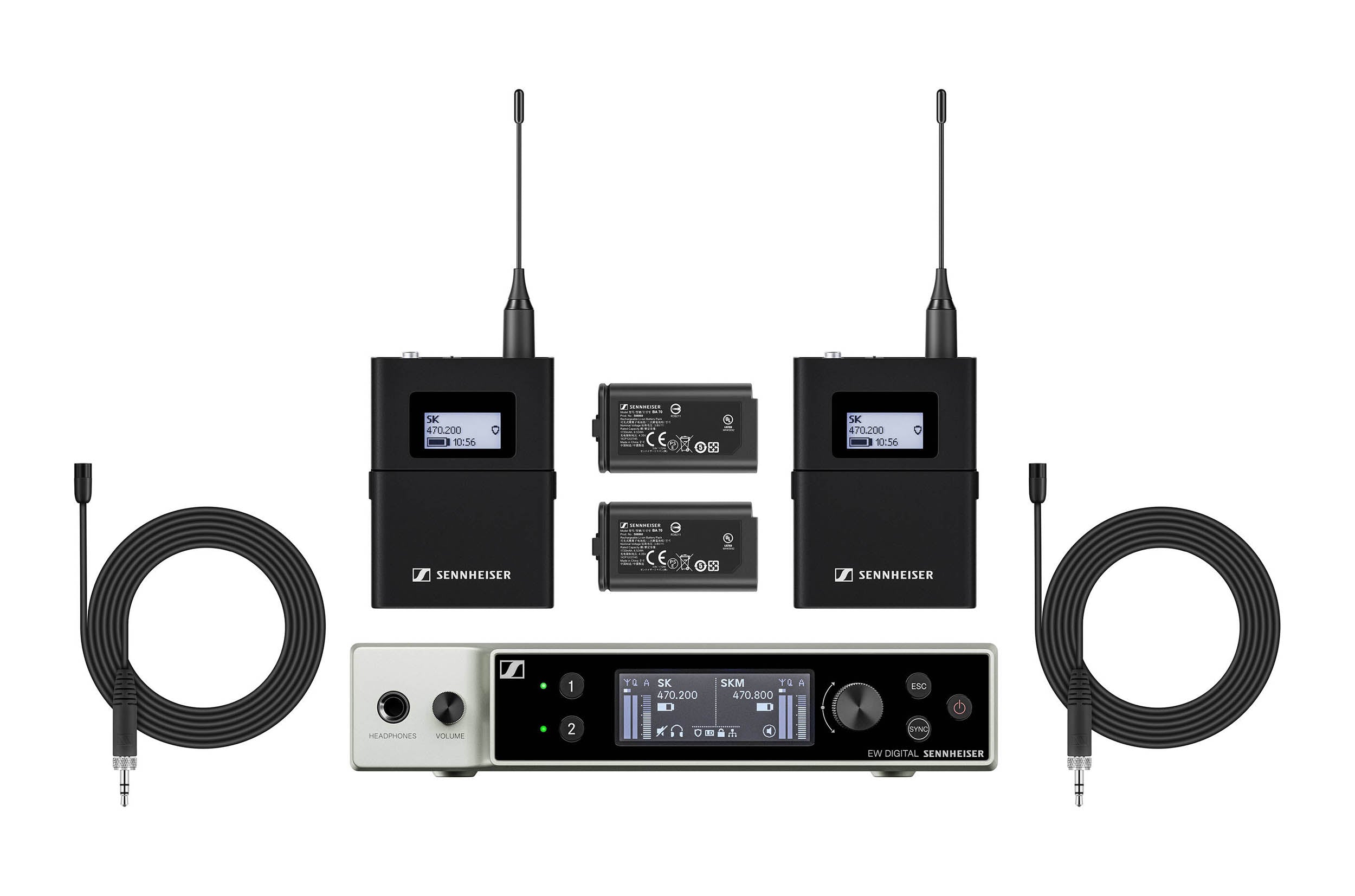 Sennheiser MKE 2 SET, Dual-Channel Digital Wireless System with Two Omni Lavalier Mics - Hollywood DJ